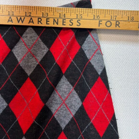 Kristin Nicole Womens A-Line Midi Skirt Large Red Argyle Knit Retro Classic Y2K - Picture 7 of 11